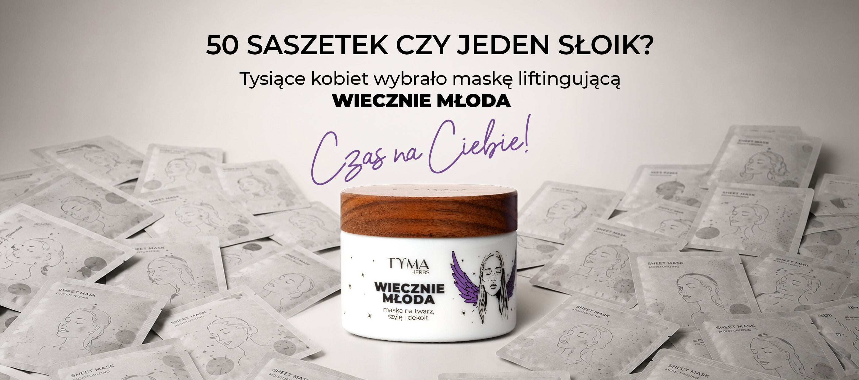 Maska liftingująca na twarz, szyję i dekolt Wiecznie Młoda Tyma Herbs