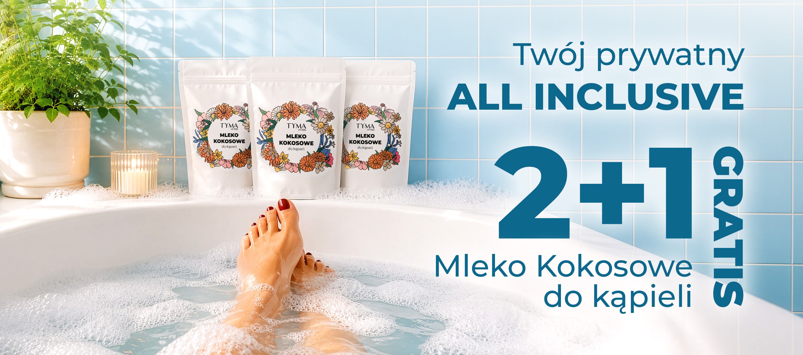 Naturalne mleko kokosowe do kąpieli Tyma Herbs. Domowe SPA i promocja 2+1 gratis.